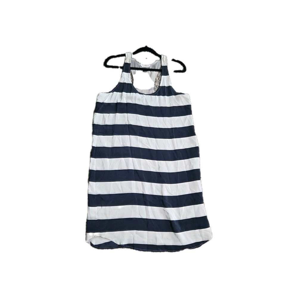 Club Monaco | 100% Silk Blue‎ + Cream Striped Tank Dress | Size 6 Beach Nautical